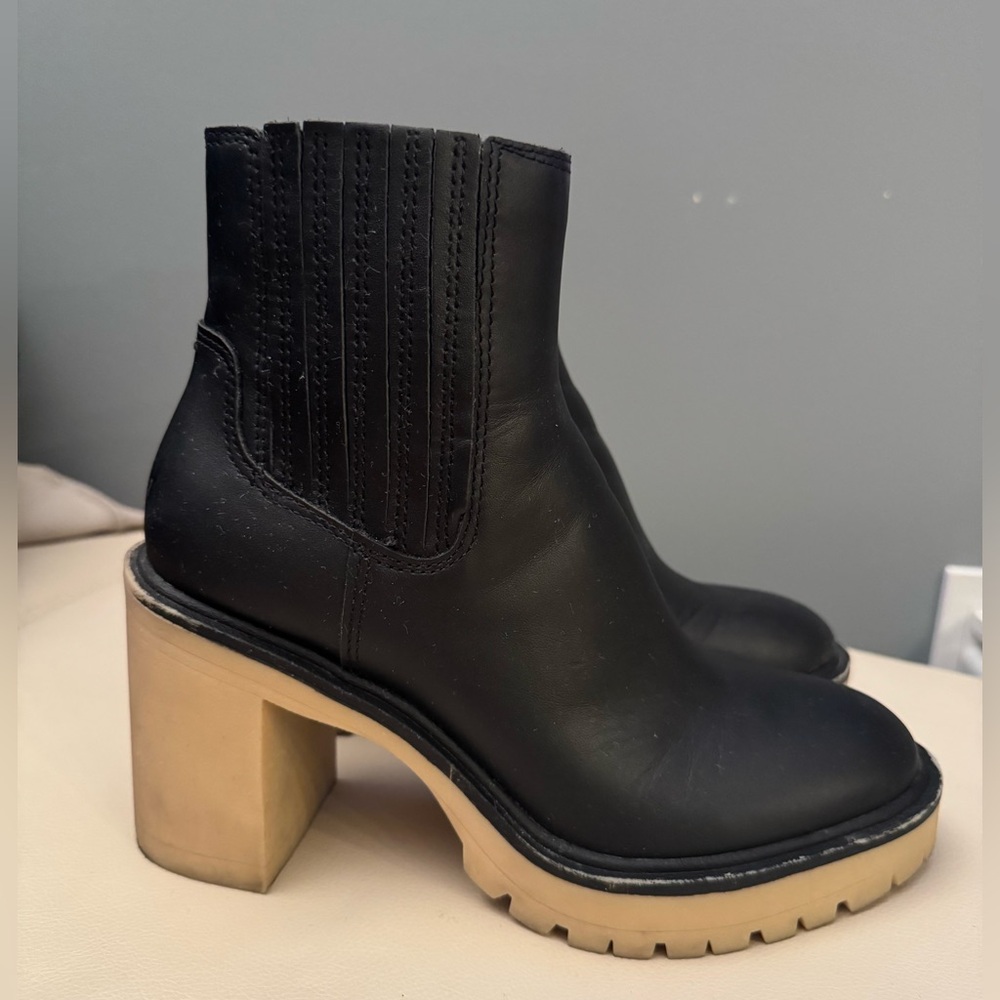 Dolce Vita Black Leather Waterproof Ankle Boots